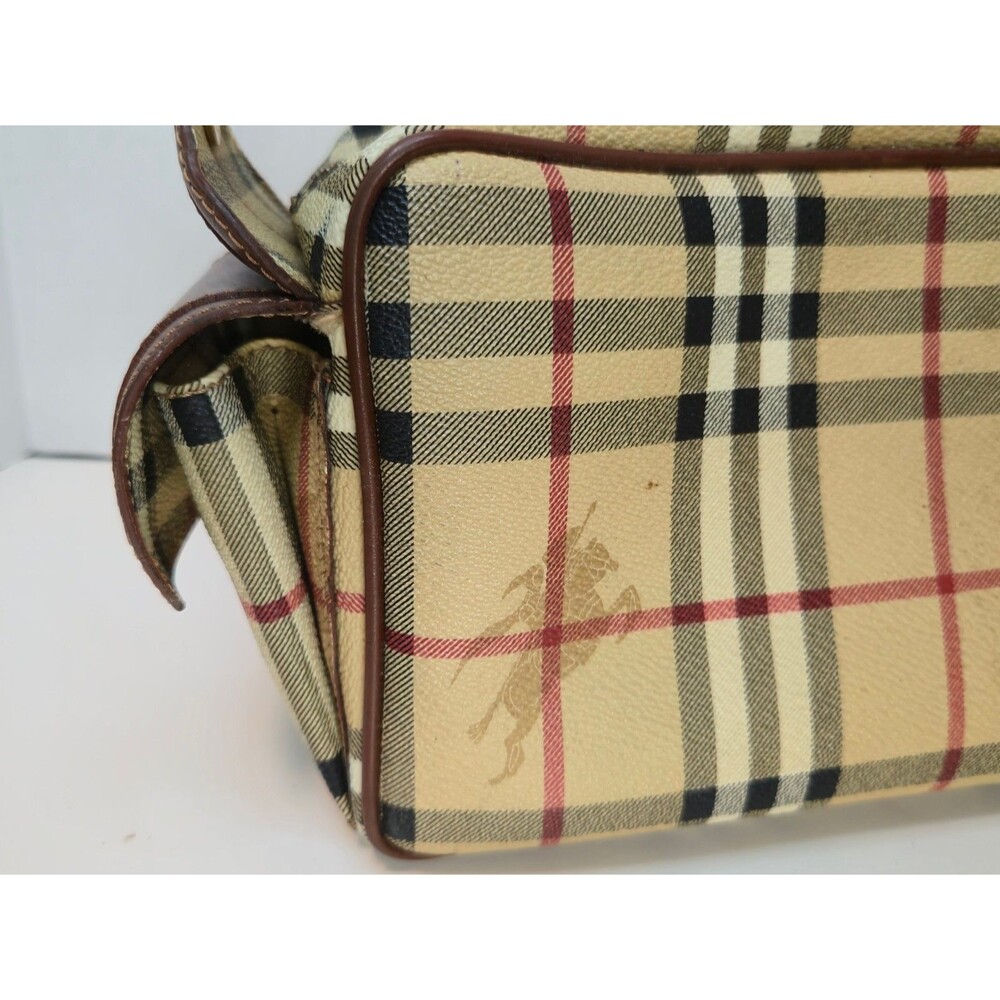 Vintage Burberry Check Handbag 2 Side Pockets Rare Style - Picture 10 of 16